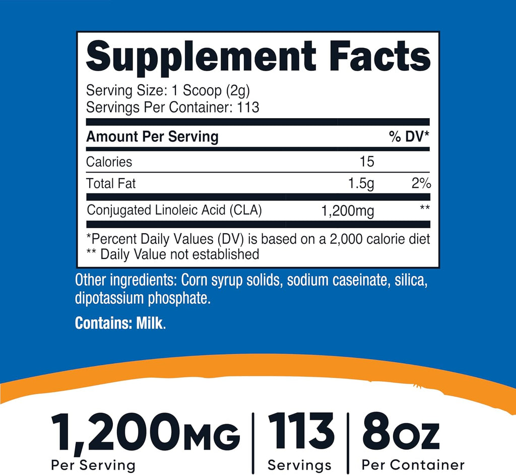 Nutricost CLA (Conjugated Linoleic Acid) 8oz (227g) Powder - Gluten Free, GMO Free CLA Supplement
