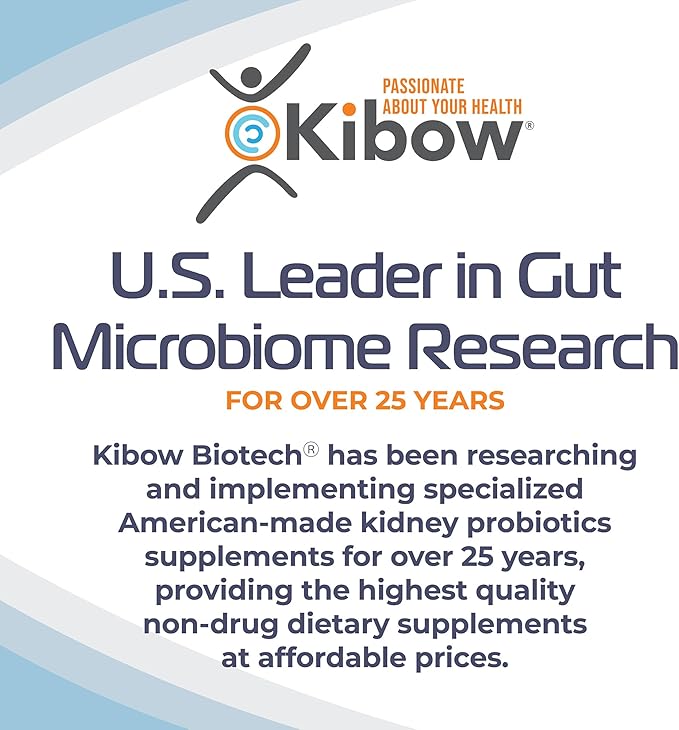 Kibow Renadyl Kidney Probiotic Supplement | Urea, Creatinine, & Uric Acid Support | 45 Billion CFUs | Clinically Tested, Non-GMO, & Made in USA, 180 Capsules (3 Bottles, 3 Month Supply)