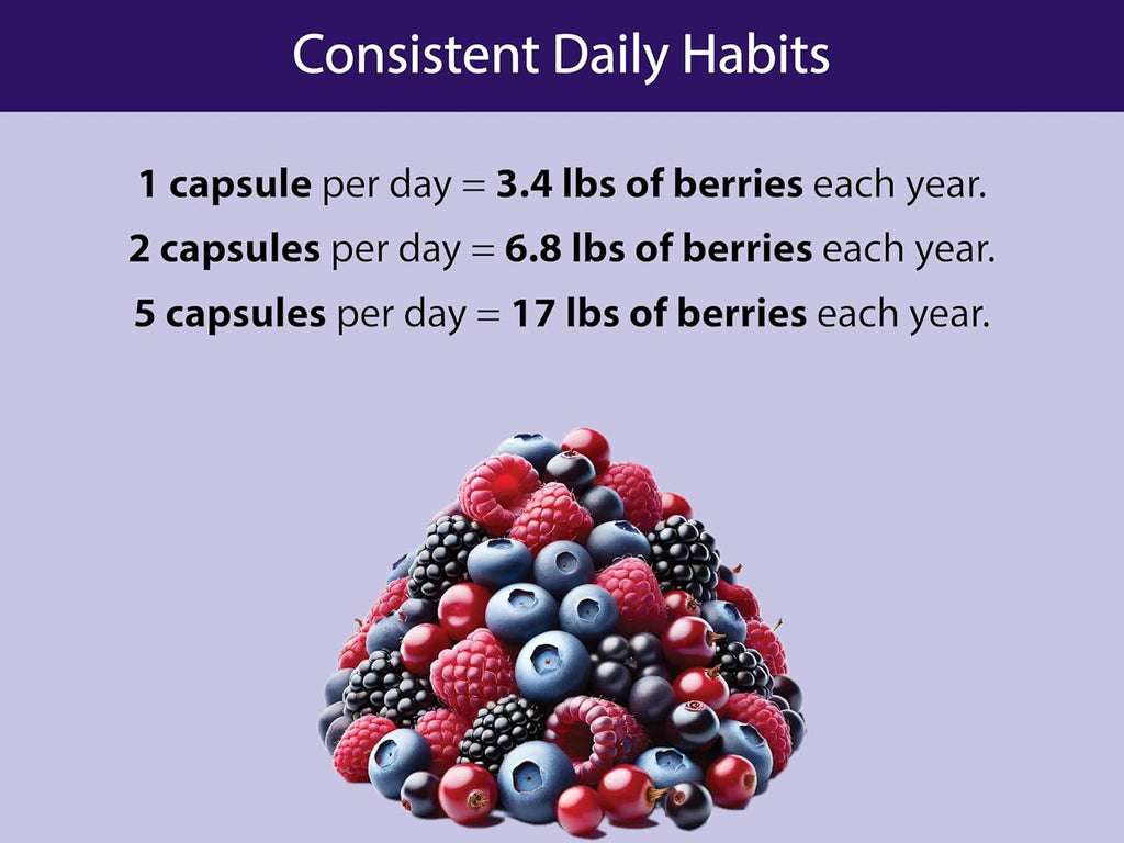 KOYAH Organic Berry Blend Capsules – Antioxidants & Polyphenols - 600 mg - Freeze-Dried (7.1x Concentrated) - Vegan, Non-GMO, Allergen-Free, Gluten-Free, 100% Whole-Berry - 60 Capsules