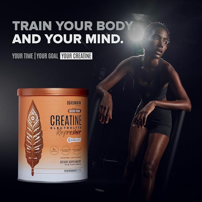 BIRDMAN Creatine Refresher | Creatine Monohydrate Powder with Electrolytes, Magnesium Glycinate & Vitamins | Creaclean Seal | Sugar Free, Low Calorie | Golden Peach | 30 Servings