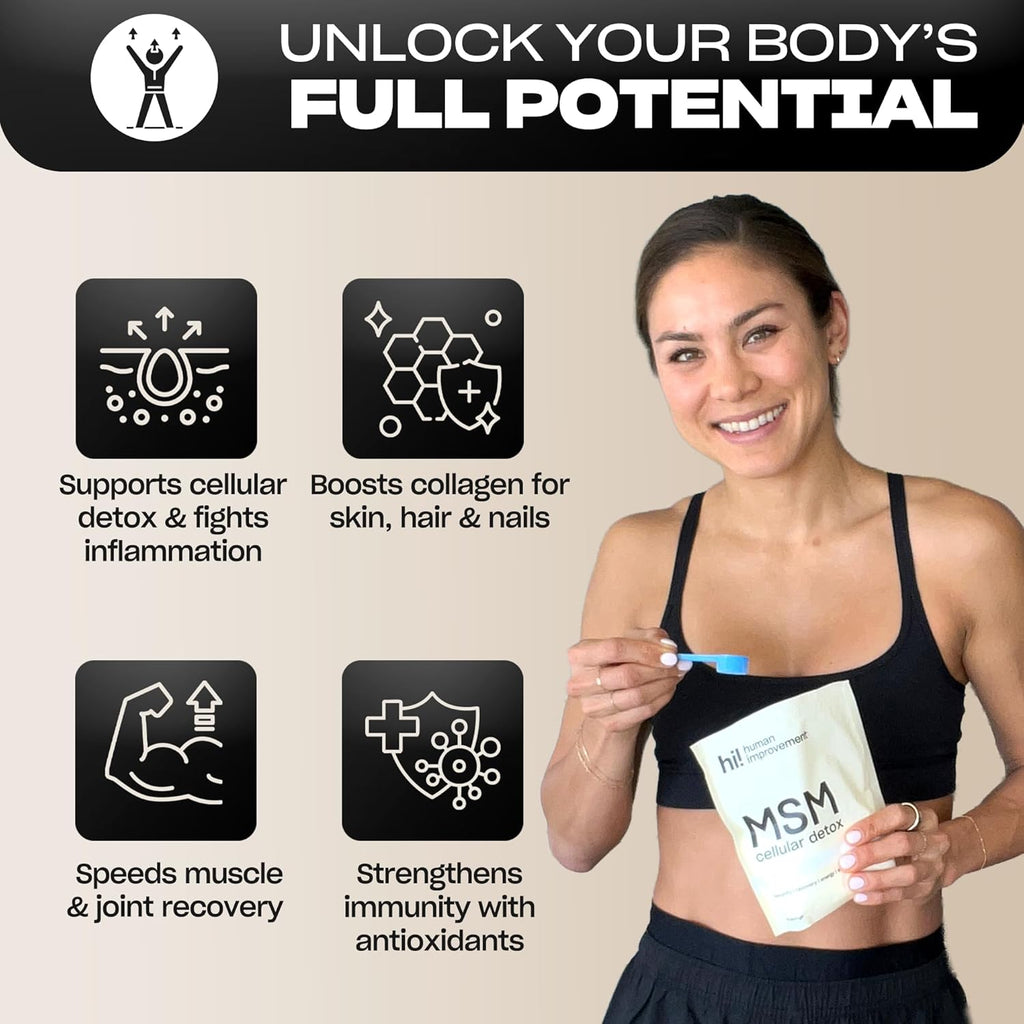 Pure MSM Powder | Organic Sulfur Powder for Skin, Hair, and Nails | Cellular Detox, Joint Health, Immune Boost, & Increased Energy | 99.9% Pure MSM Supplement | Made in the USA, 0g Sugar (64 Servings)