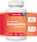 Astaxanthin 12mg, Vegan Supplement with Olive Oil, Microalgae-Based, 60 Softgels