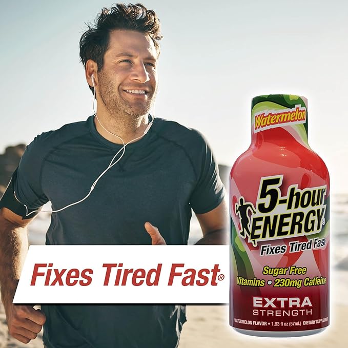 5-hour ENERGY Extra Strength Energy Shot, Watermelon Flavor, 1.93 oz., 30 Count, Zero Calories & Sugar-Free 230 mg Caffeinated Energy Shot, Amino Acids & B Vitamins, Dietary Supplements