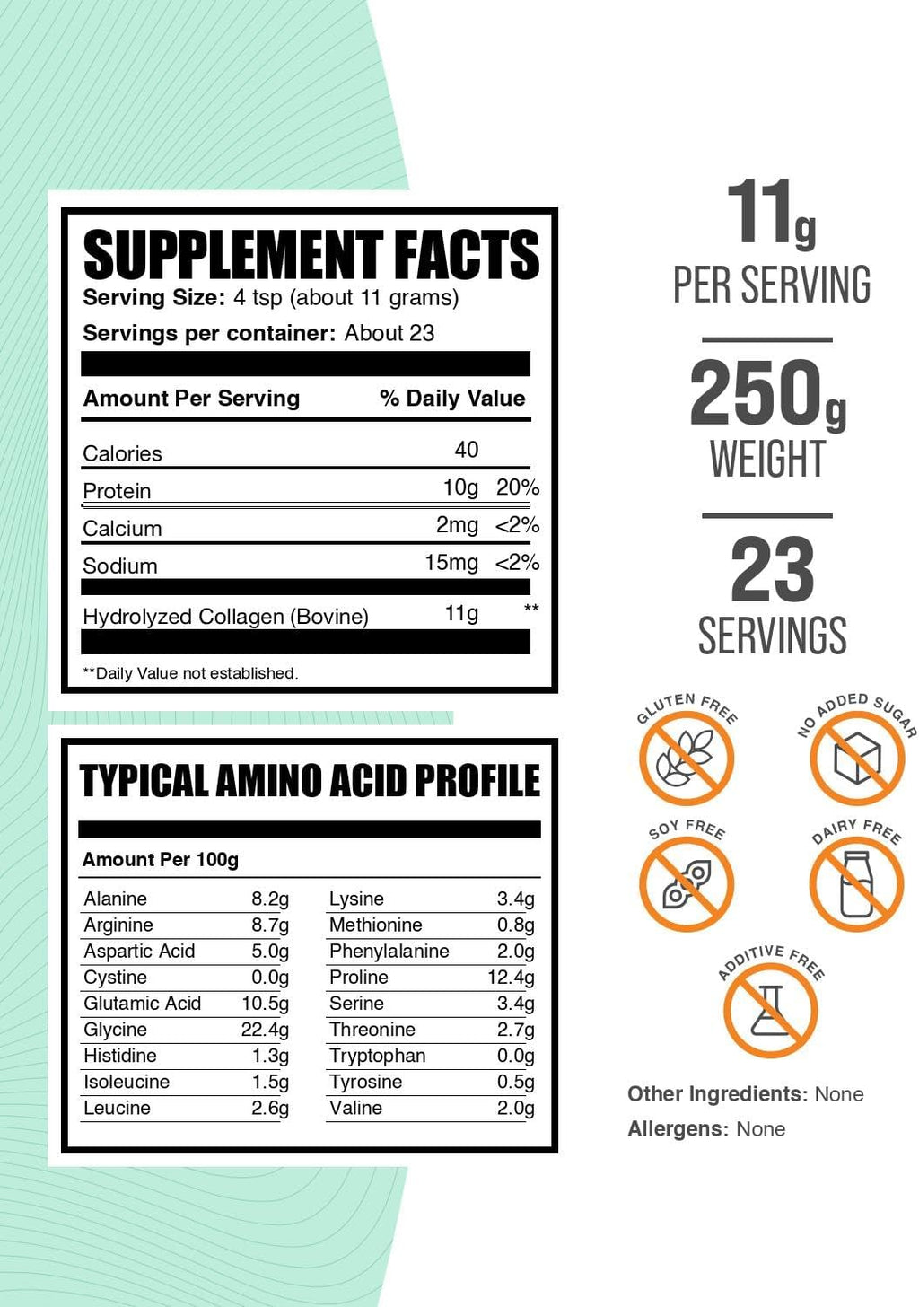 BulkSupplements.com Collagen Peptides Powder - Bovine Collagen Powder, Powdered Collagen Supplement - Hydrolyzed & Gluten Free, 11g per Serving, 250g (8.8 oz) (Pack of 1)