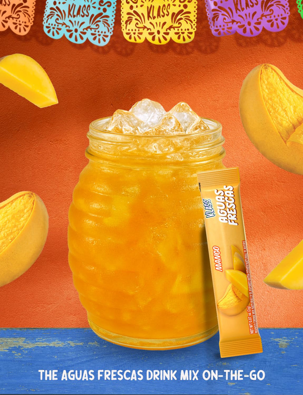 Klass Aguas Frescas Powdered Drink Mix | 44 Sugar Free Powder Packets | Flavors - Mango Watermelon Pineapple & Passionfruit - Water Enhancer To Go!