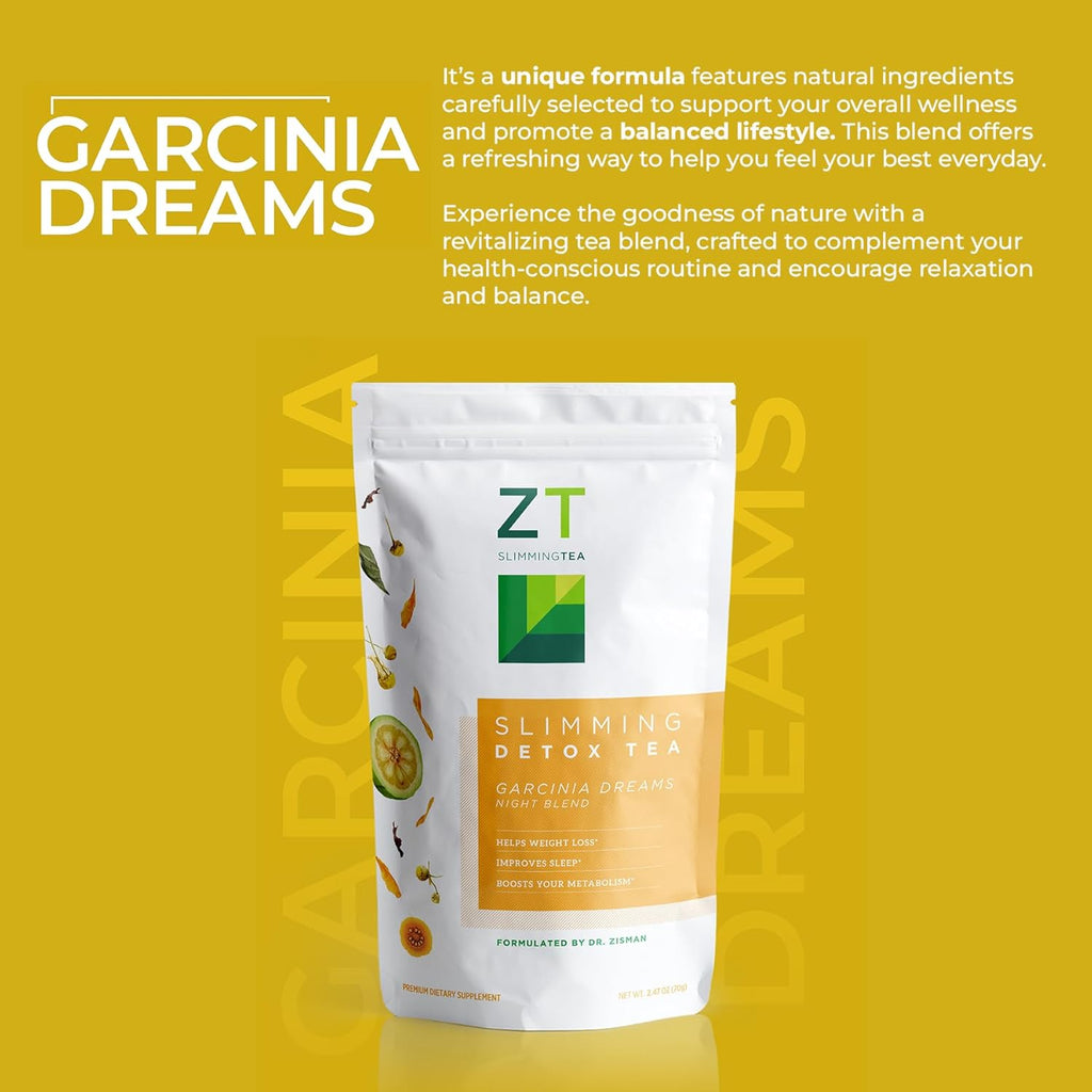 Dr. Zisman ZT Slimming Detox Tea - Garcinia Dreams Night Blend Weight Loss Tea - Muscle Tension - Enhanced Digestion, Healthy Rest While Burning Calories (28 Tea Bags)