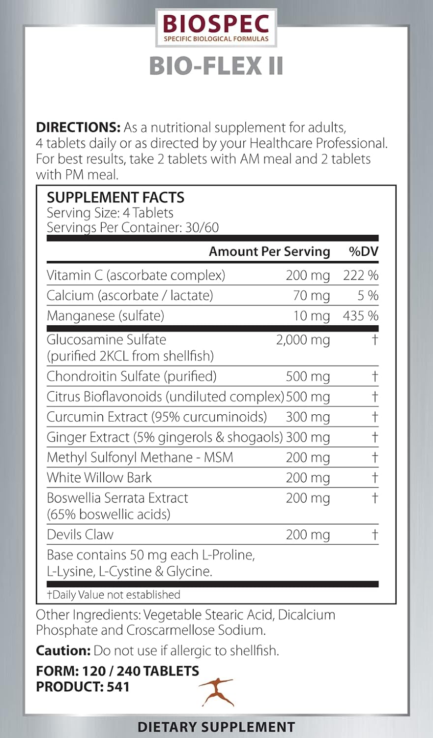 Bio-Flex II- Joint Support Supplement with Chondroitin and Glucosamine (240 Count (Pack of 1))