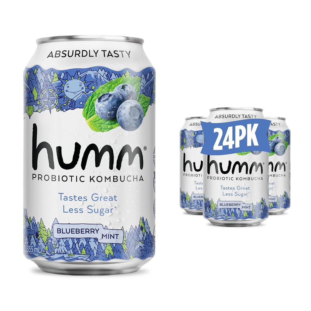 Humm Kombucha Blueberry Mint, Organic, Vegan & GMO Free (24 Pack)