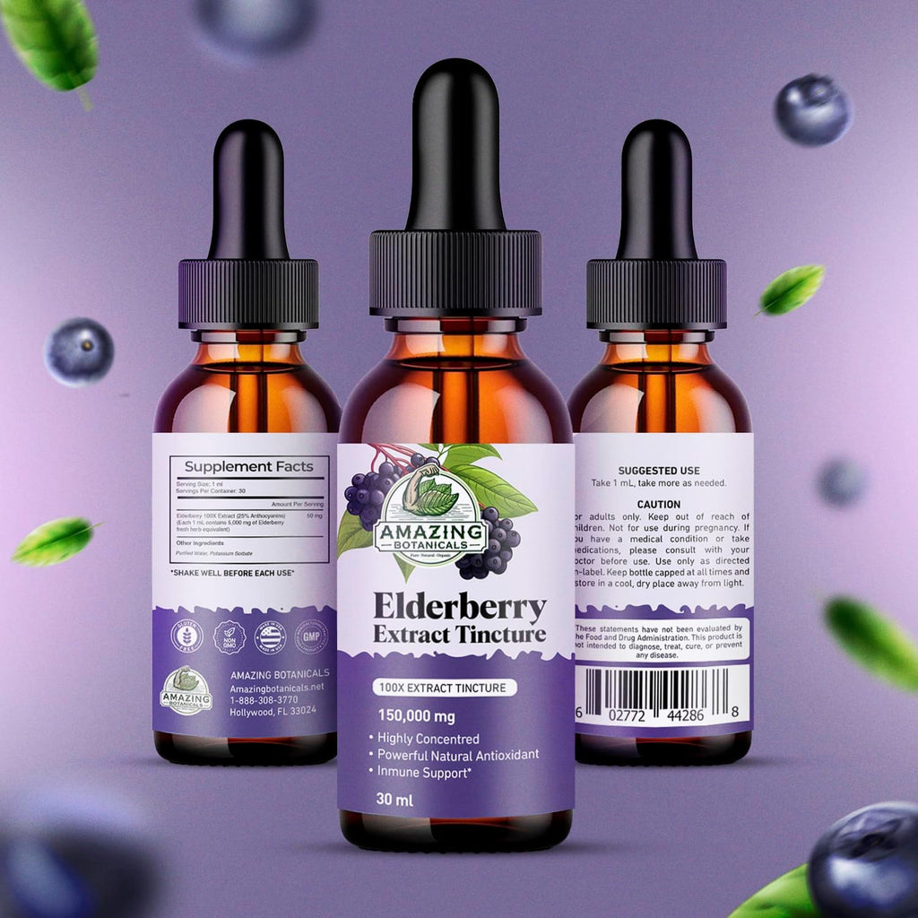 Elderberry Extract 15,000mg Strength Tincture - Organic Immune Support & Wellness Supplement | Elderberry Syrup Organic | 30ml/1oz