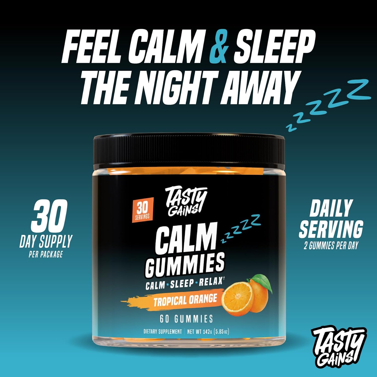 TASTY GAINS Magnesium Gummies – Sugar-Free Calm Gummies for Adults & Kids – Stress Relief, Sleep Support & Mood Booster – with L-Theanine, Magnesium Citrate & Lemon Balm – 60 Chews