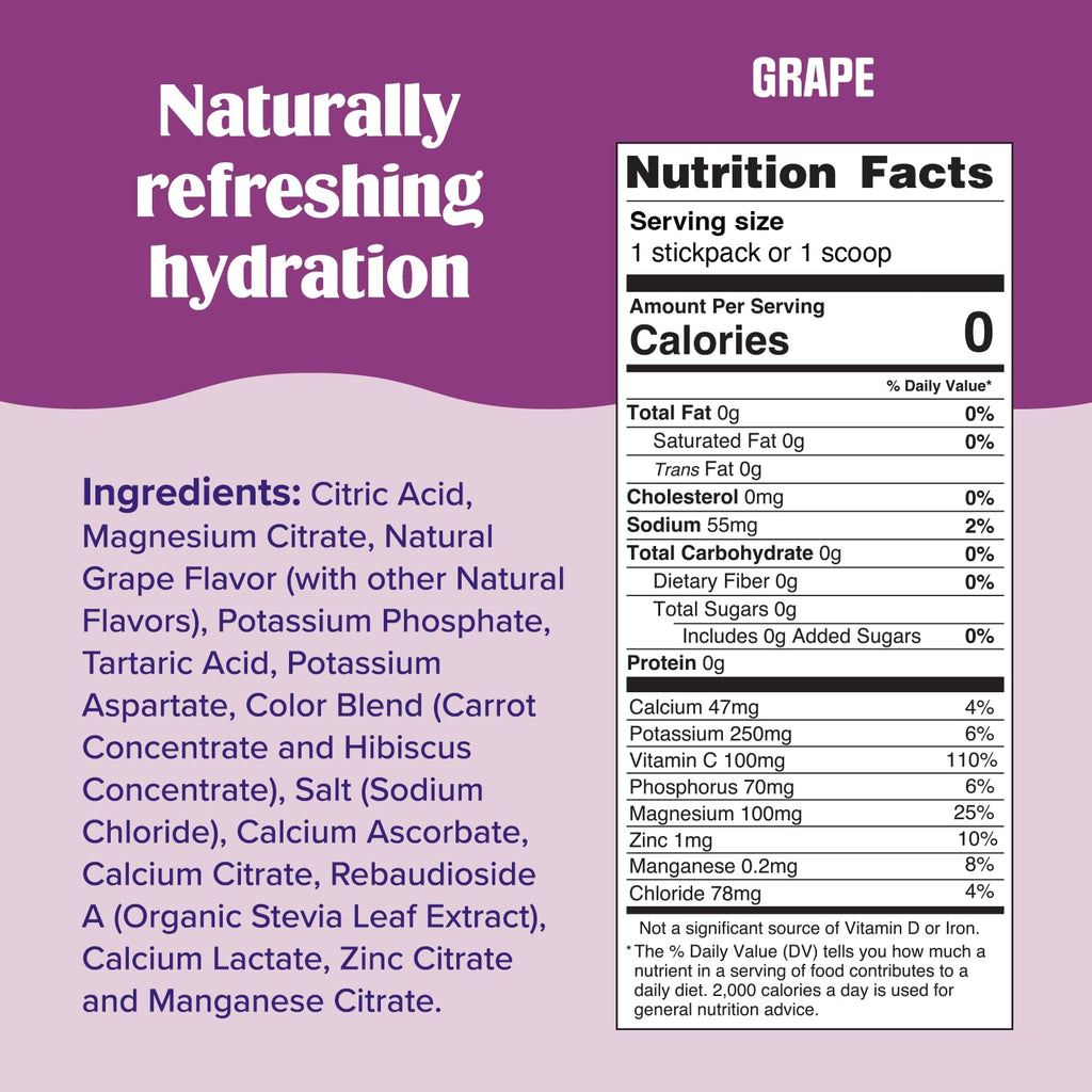 Ultima Replenisher Daily Electrolyte Powder Drink Mix – Sugar Free – Grape, 90 Servings – Hydration Powder with 6 Key Electrolytes and Trace Minerals – Keto Friendly, Vegan, Non-GMO