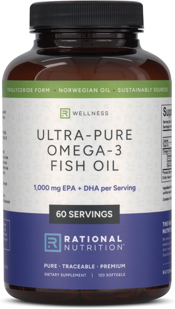 Norwegian Omega 3 Fish Oil Softgels - IFOS Certified - 1000 mg EPA + DHA per Serving - Re-esterified Triglyceride (rTG) Form - 120 Count - Supports Heart, Brain & Joint Health
