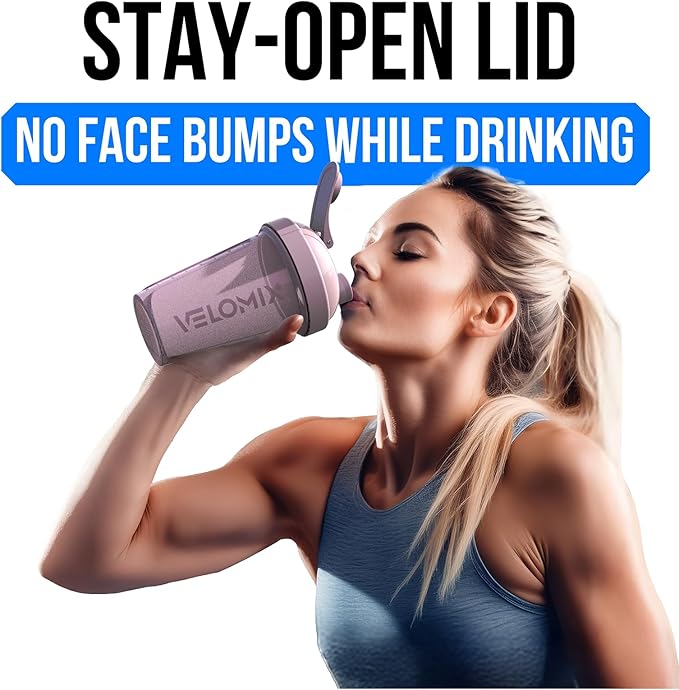 VELOMIX -4 PACK- 20 OZ Protein Shaker Bottles for Protein Mixes, Shaker Cups for Protein Shakes, Small Shaker Bottle Pack, Shaker Cup, Shakers for protein Shakes (Berry Blend)