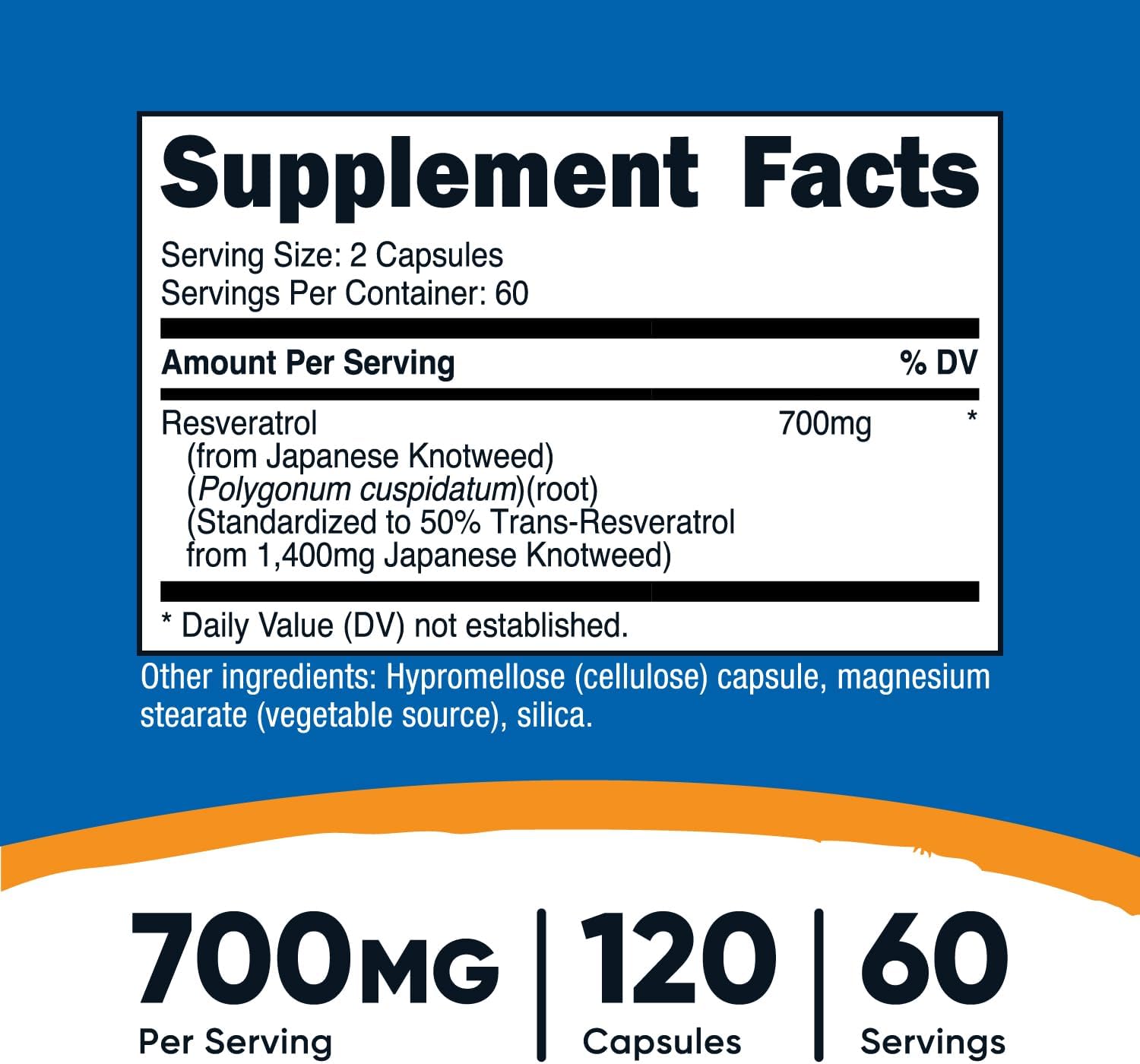 Nutricost Resveratrol 700mg; 120 Vegetable Capsules - 50% Trans-Resveratrol (3 Bottles)