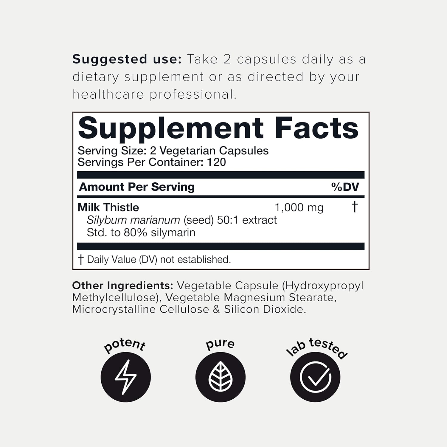 Milk Thistle - Ultra High Potency 50:1 Extract with 80% Silymarin - Highly Concentrated - Third-Party Lab Tested - 240 Capsules