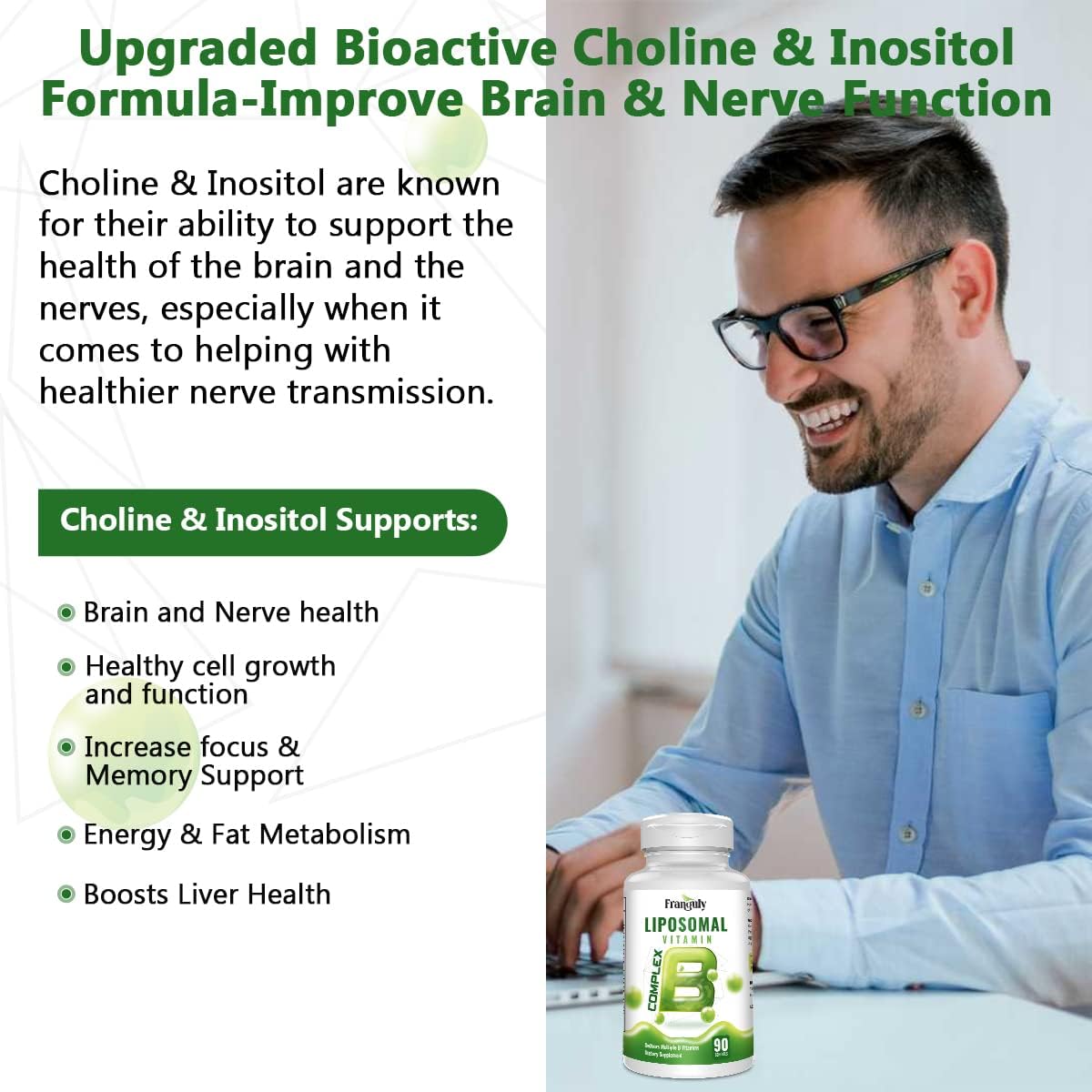 Active B Complex Liposomal B Vitamins with Choline Inositol, 90 Softgels High Potency B1, B2, B3, B5, B6, Biotin, Folate, Methylated B12- Immune, Energy, Brain Heart Support Supplements