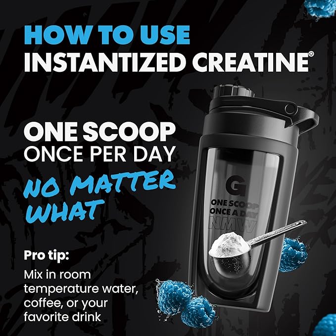 Gains in Bulk Instantized Creatine Monohydrate for Women and Men, Soluble Pre Workout Powder, Supports Muscle Building, Strength and Performance, Bodybuilding Supplements, Blue Raspberry, 30 Servings