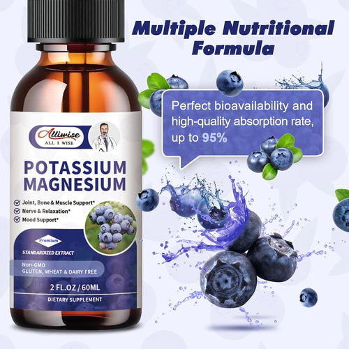 2 Pack Potassium Magnesium Supplement Liquid - High Absorption Calm Magnesium Complex & Potassium Plus Calcium, Vitamin D3, Zinc for Leg Cramps & Bone & Energy & Immune Support - 4 Fl oz