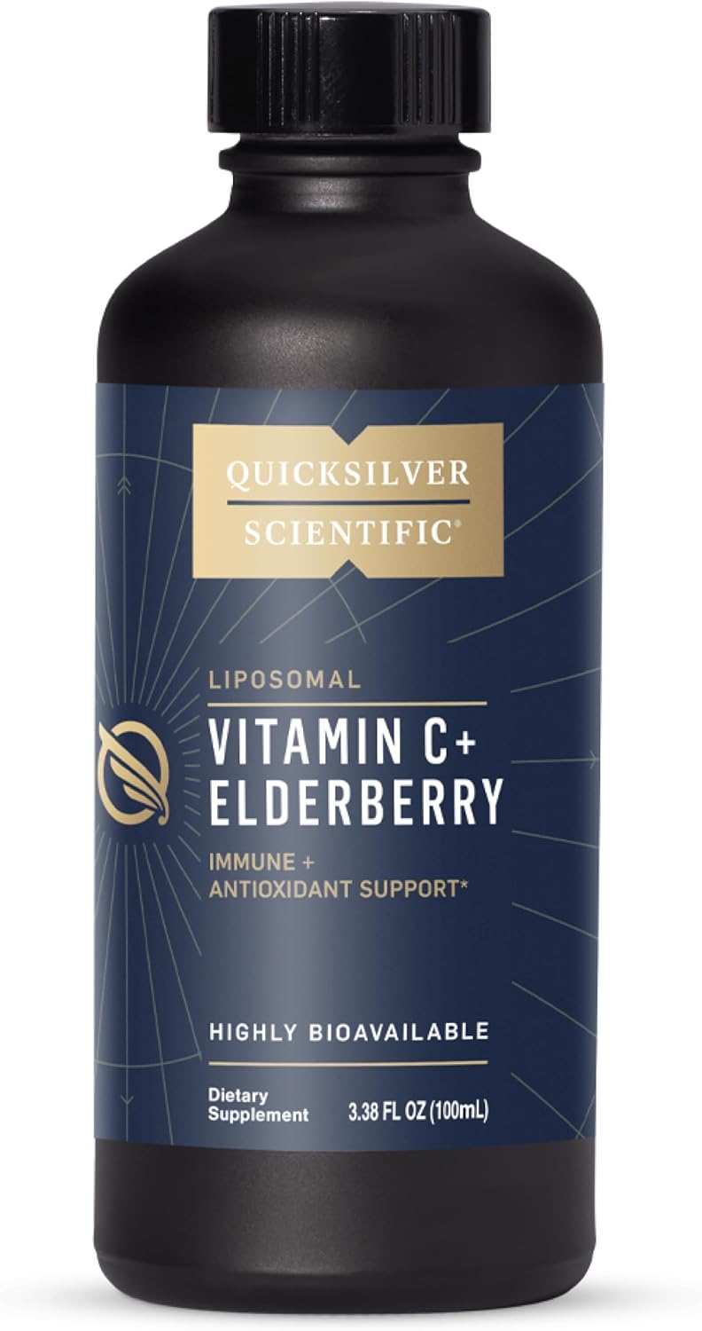 Quicksilver Scientific Liposomal Vitamin C + Elderberry - Liposomal Vitamin C 1000mg with Superior Absorption Technology & Tocotrienols - Antioxidant & Immune Support Tonic (100ml)