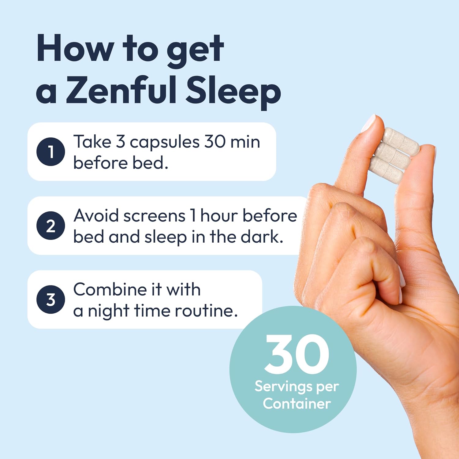 Mida Health® Zenful Sleep 6-in-1 Natural Sleep Aid for Adults Without Melatonin | Deep Sleep Supplement with Ashwagandha KSM-66® and Venetron® | Supports Cortisol Balance | 90 Capsules
