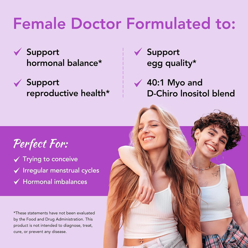 Premom Inositol Plus - 2000mg Myo-Inositol & 50mg D-Chiro Inositol, CoQ10, Folate & Vitamin D3-40:1 Ratio - Supports Hormonal Balance, Ovarian & Reproductive Health - 30 Day Supply