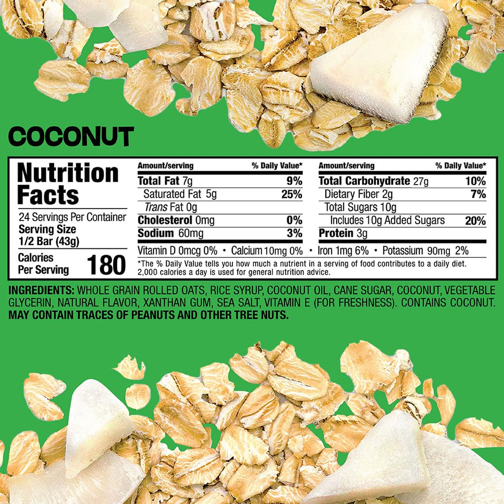 Bobo's Coconut Oat Bars, Gluten Free, Non-GMO, Whole Grain Oats, Pack of 12 | Snack Bars | On-the-Go | Made with Simple Ingredients