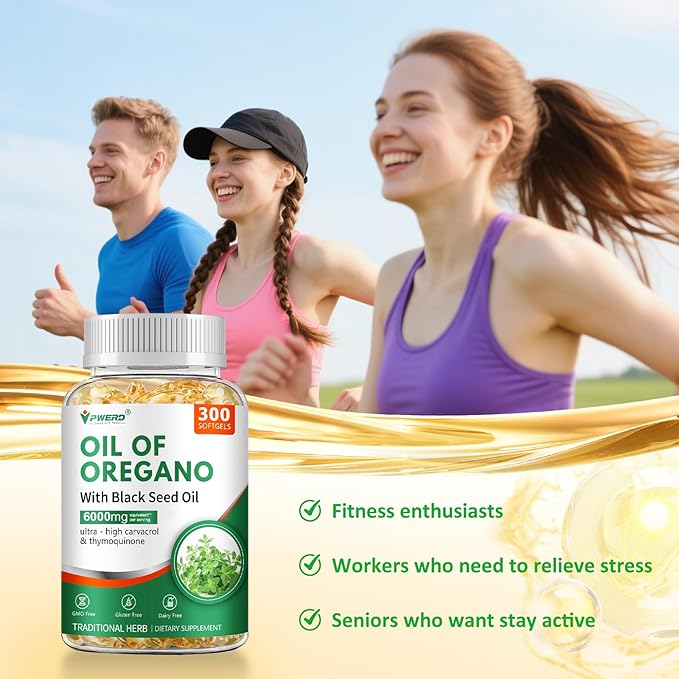 300 Softgels Wild Oregano Oil Capsules Organic Pills of Oregano Softgels Capsules Organic with Black Seed Oil