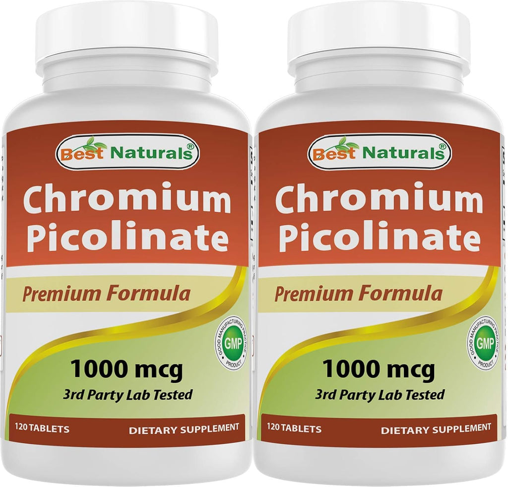 Best Naturals Chromium Picolinate 1000 mcg 120 Tablets (Pack of 2)