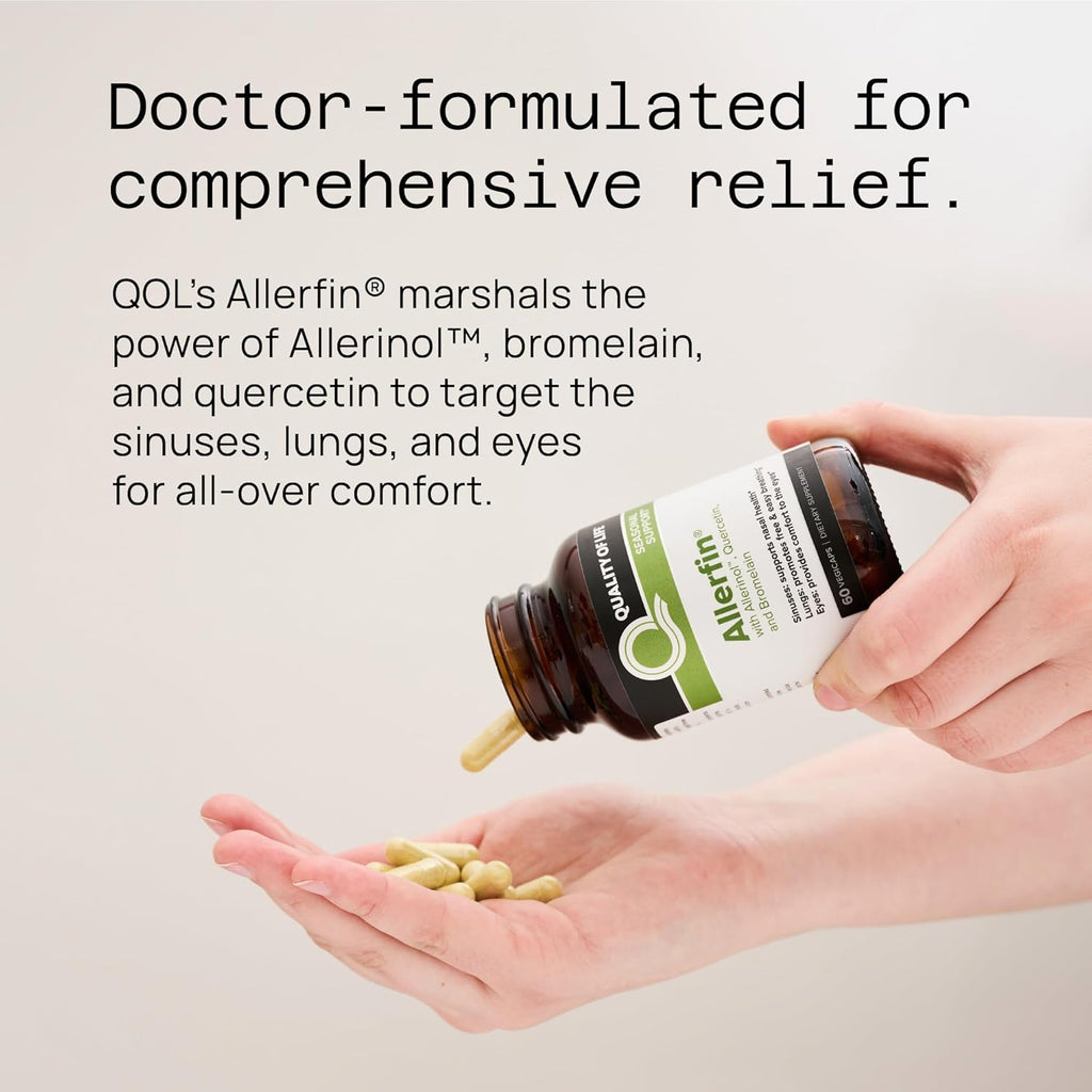 Quality of Life Premium Sinus Relief Supplement – Helps Support Sinus, Nasal, Lung, Seasonal & Allergy Relief - Includes Bromelain, Quercetin, Stinging Nettle & Allerinol – 60 Vegetable Capsules