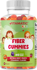 Vitamatic Kids Prebiotic Fiber Gummies – Extra Strength 4g Fiber – Zero Sugar Added – 60 Pectin-Based Gummies – Digestive Health & Regularity Support