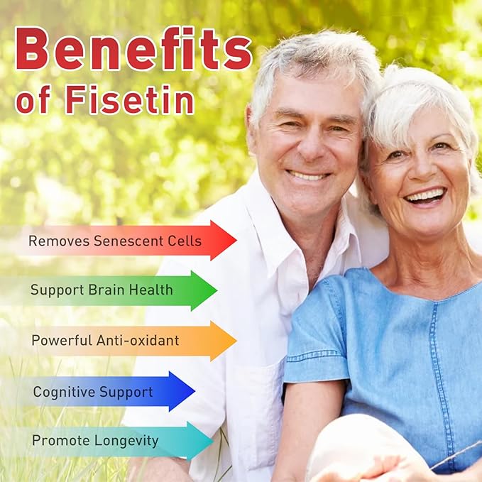 Fisetin Supplement 2000mg for Healthy Aging and Longevity, Skin Health, Brain - Soy Free, Vegetarian - 60 Softgels