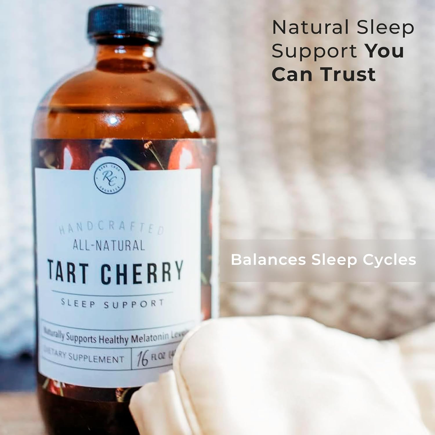 Rowe Casa Organics Tart Cherry Organic Sleep Support with Valerian Root, Supports Sleep Cycle Regulation and Muscle Recovery (16 Fl Ounces)