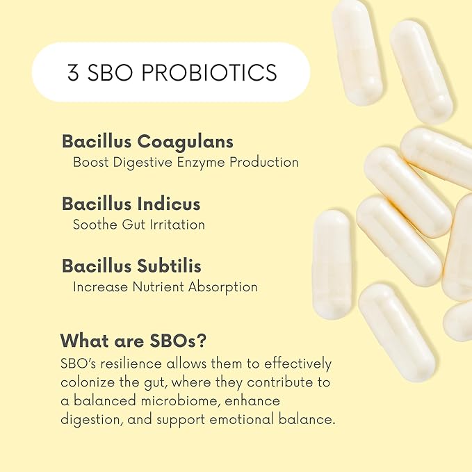 Lifted Naturals Spore Based Probiotic Probiotics - SBO Mood Boost - Spore/Soil-Based - Digestion & Natural Mood Support - Histamine-Free - 60 Day Supply, Non-GMO, Dairy-Free, Gluten-Free, Vegan