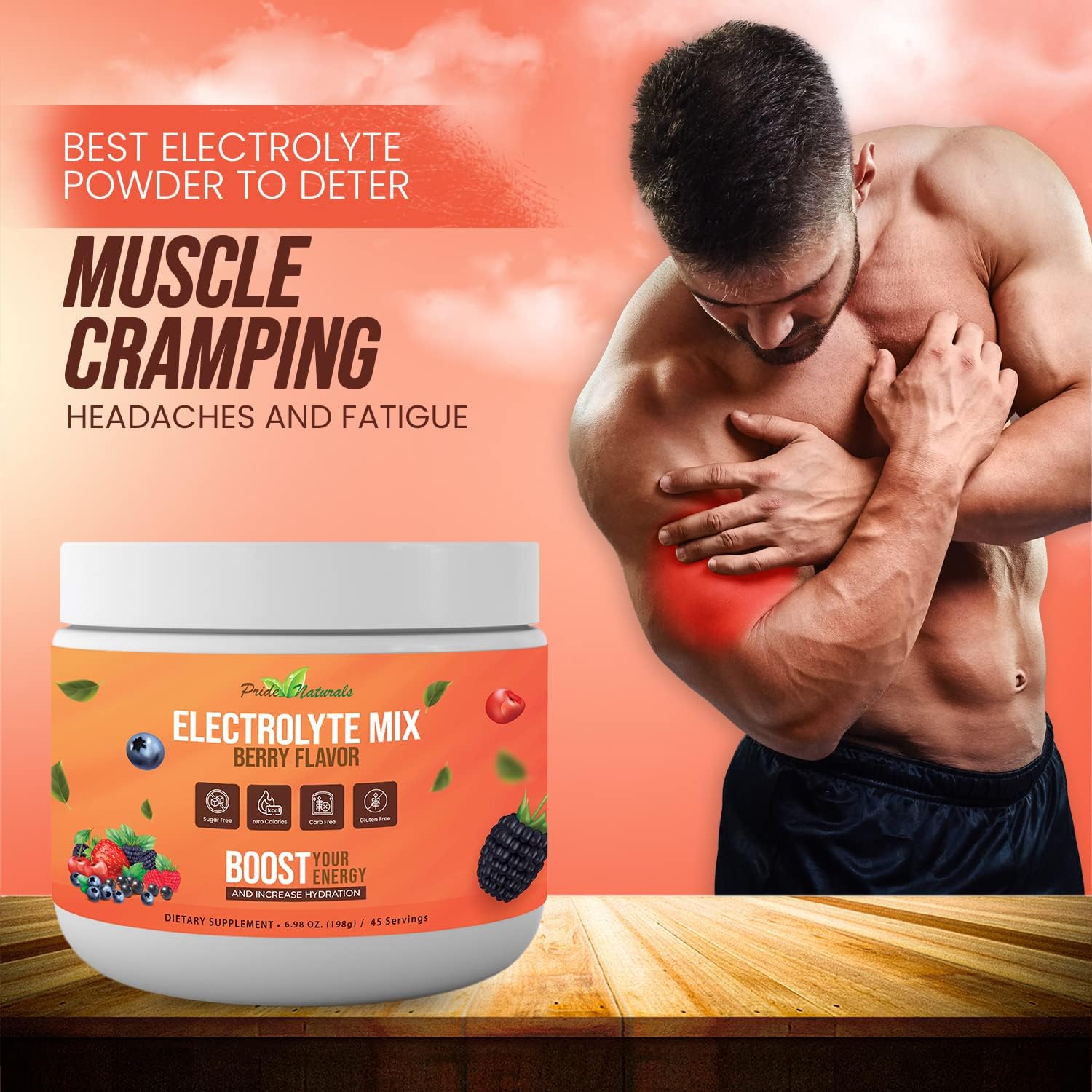Electrolyte Powder - Refreshing Workout Recovery Electrolytes, Sugar Free, Gluten Free & Vegan, Pure Keto & Paleo Hydration Beverage, Immune Boosting Vitamins (198 Grams, Berry)