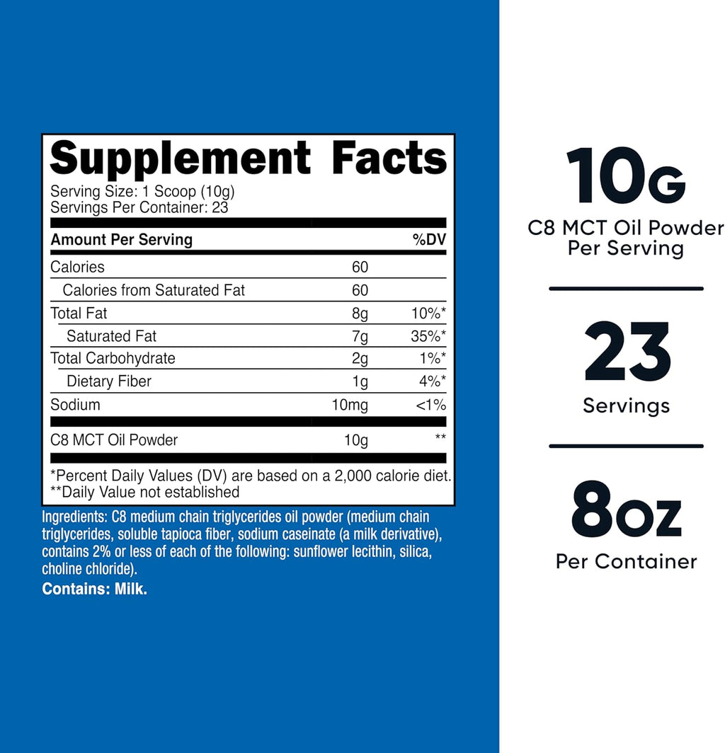 Nutricost C8 MCT Oil Powder 23 Servings (8oz) - 95% C8 MCT Oil Powder