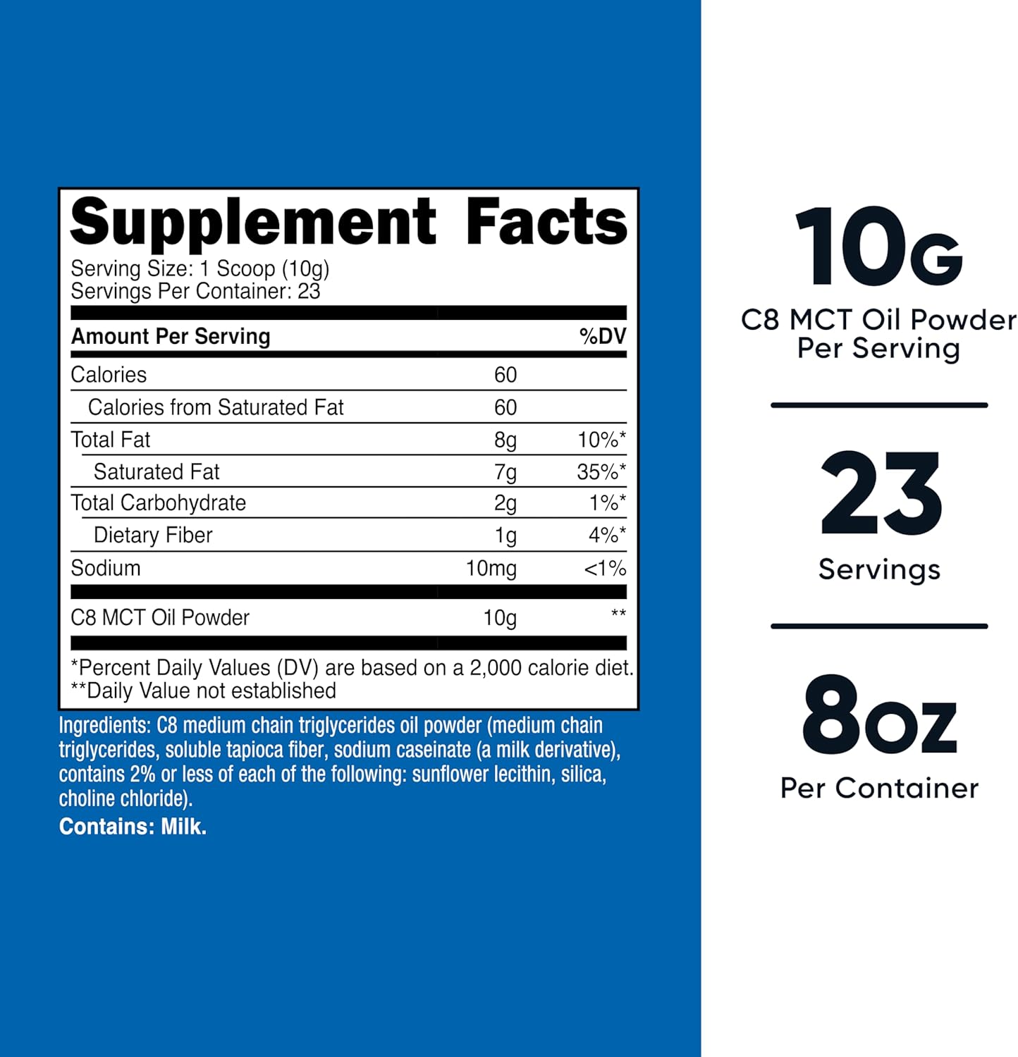 Nutricost C8 MCT Oil Powder 23 Servings (8oz) - 95% C8 MCT Oil Powder