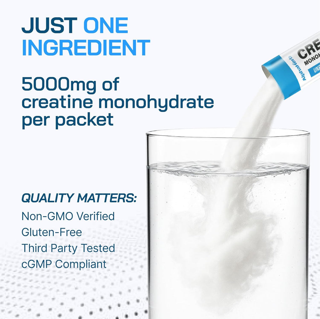 Creatine Monohydrate Powder – Creapure® German-Sourced, Unflavoured, 30 Stick Creatine Packs, 5000mg Each | No Sugar, No Fillers, Gluten-Free