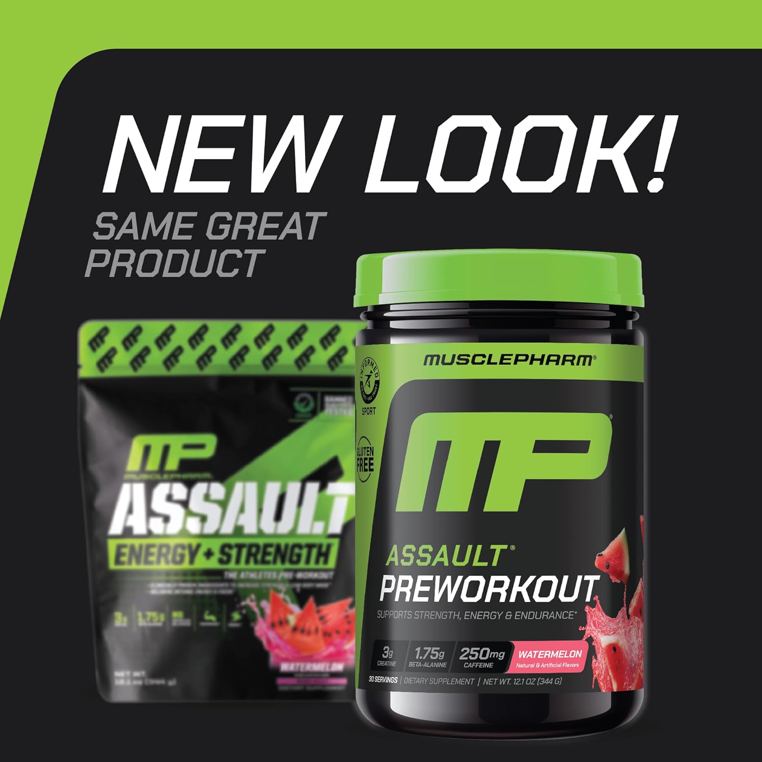 MusclePharm Assault Energy & Strength Pre Workout Powder for Men & Women with Beta Alanine, Caffeine, Creatine & Betaine Anhydrous, Pre-Workout Supplements, 30 Servings, Watermelon Flavor
