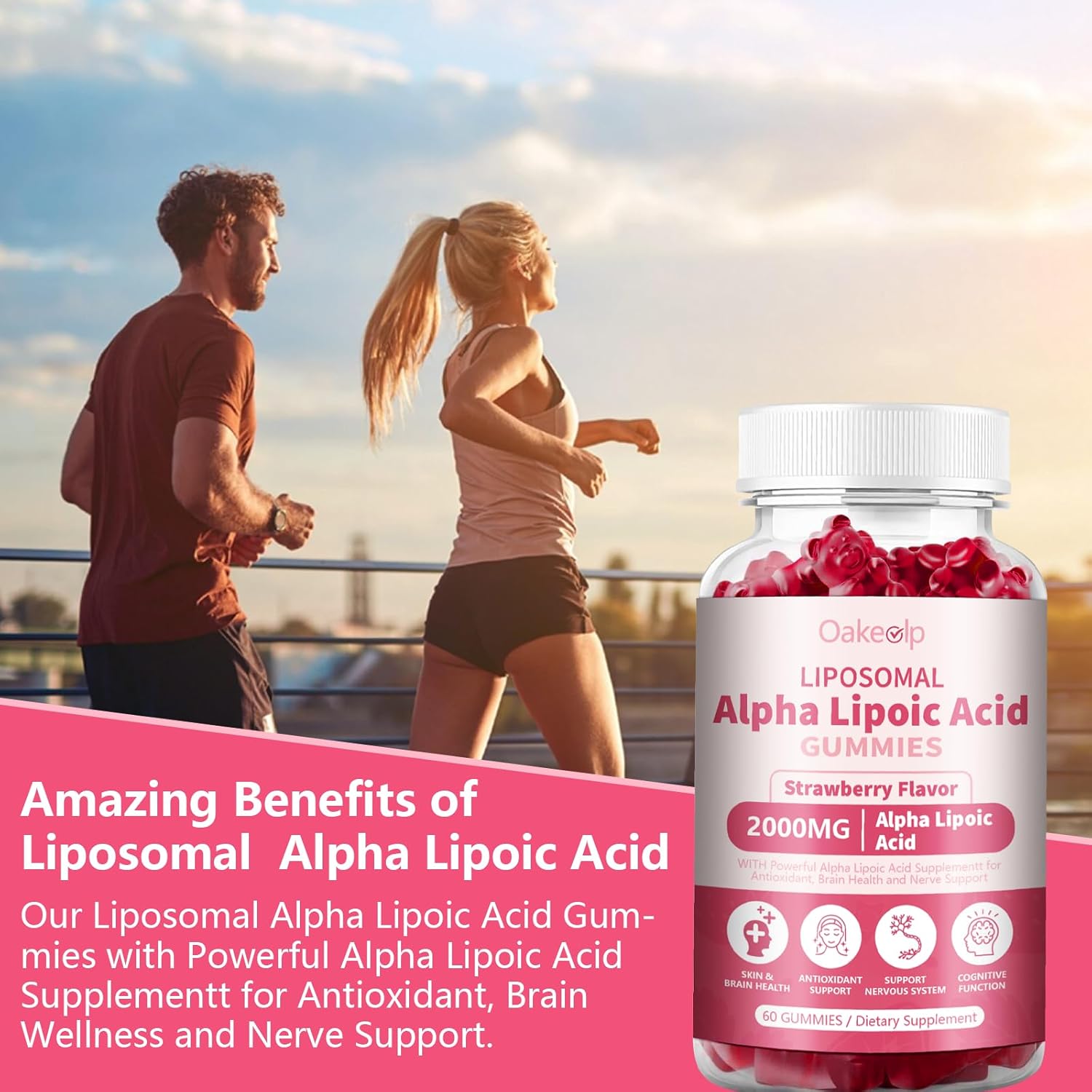 Liposomal Alpha Lipoic Acid Gummies 2000mg Gummies,High Potency ALA Complex Biotin & Benfotiamine for Antioxidant, Brain Health and Nerve* Support,Liposomal Enhance 98% Absorption