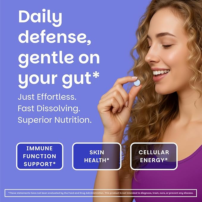EZ Melts Zinc - Supplement for Immune, Digestive & Skin Health Support - Non-GMO, Vegan & Gluten-Free - Blueberry Blast - 120 Dissolvable Tablets (120 Servings)