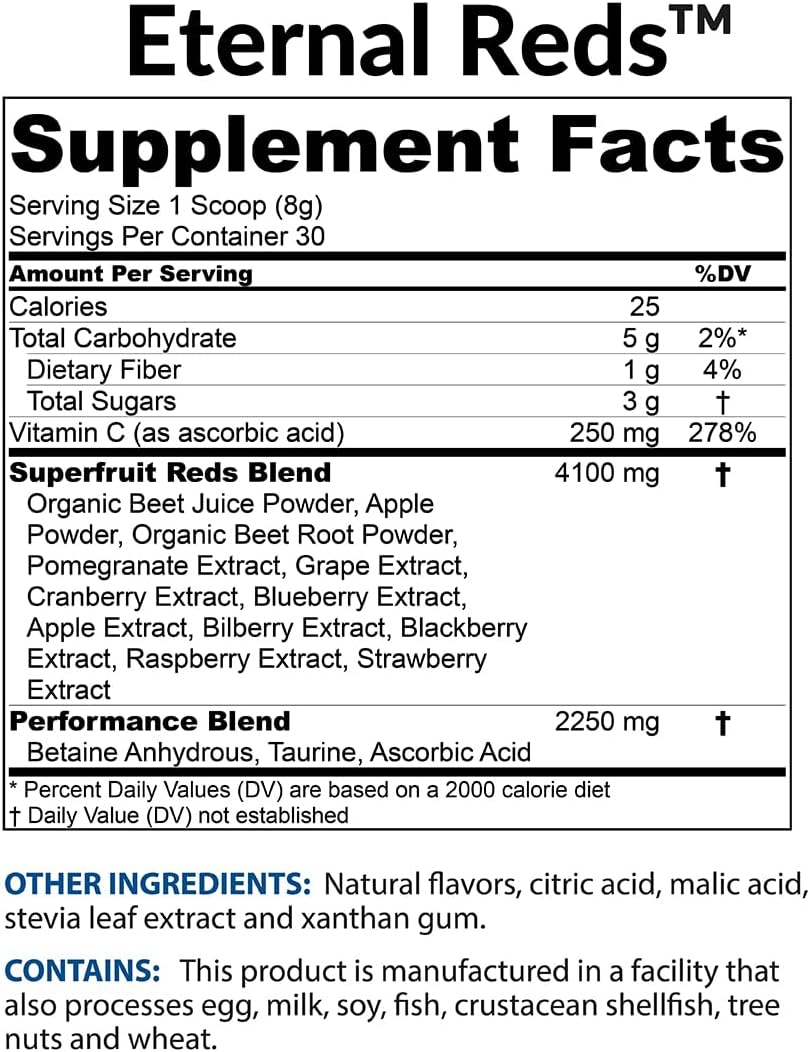 BioTrust Eternal Reds, Red Superfoods Powder, Support for Heart Health and Circulation, Energy, Stamina, No Added Sugar or Caffeine, Naturally Flavored and Sweetened, Berry Flavor (30 Servings)