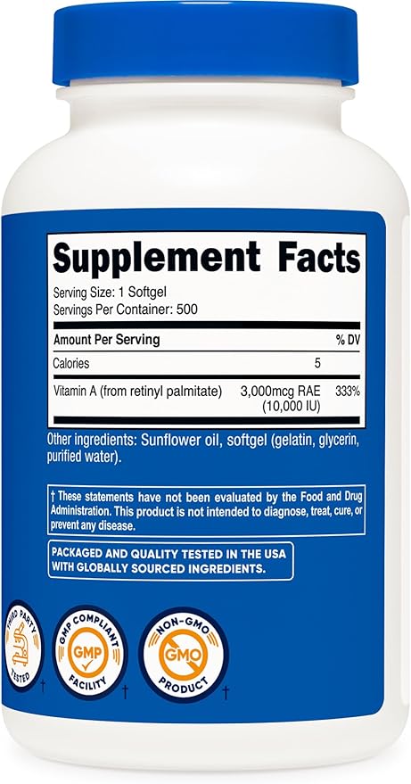 Nutricost Vitamin A 10,000 IU, 500 Softgel Capsules