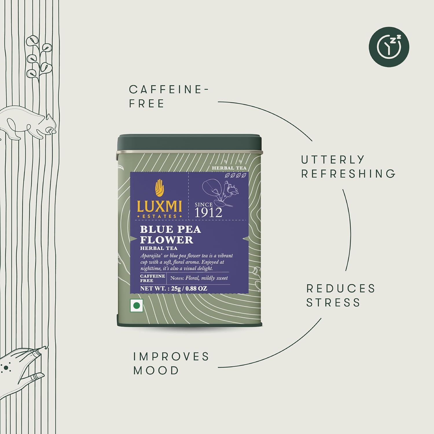 Luxmi Estates - Blueberry Herbal - Organic Blueberry Tea 100g (50 Cups) | Certified Organic Tea | Caffeine-Free