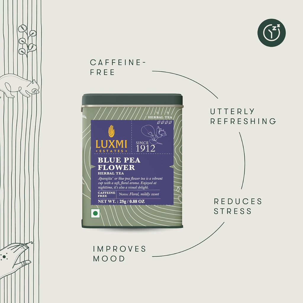Luxmi Estates - Butterfly Pea Flower Tea - Loose Leaf - 25g (12 Cups) | USDA Certified Organic Blue Tea | Caffeine-Free | Single Ingredient