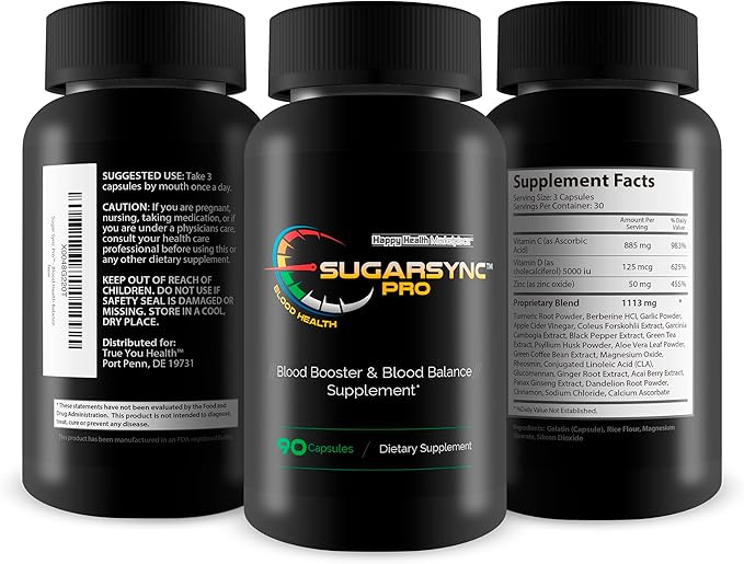 Sugar Sync Pro Blood Heath - Our Best Sugar Health Support Supplement - Support Blood Health & Balance with This Blood Balance Blood Booster Supplement - Healthy Sugar Balance - Blood Capsules