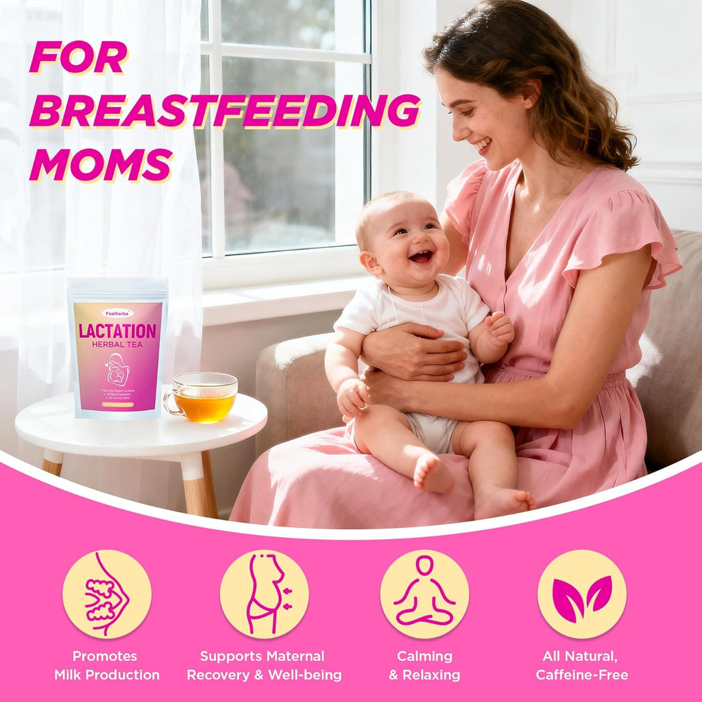 Lactation Herbal Tea for Breastfeeding Moms, 16 Teabags Nursing Tea with Goji Berry, Papaya, Jujube and Licorice, Lactation Support Tea for Milk Production