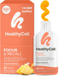 Healthycell Focus & Recall, Daily Liquid Brain Supplement for Focus & Memory - Nootropics Supplement for Concentration & Alertness with L-Theanine, Omega-3 & Taurine - 14 Gel Packs