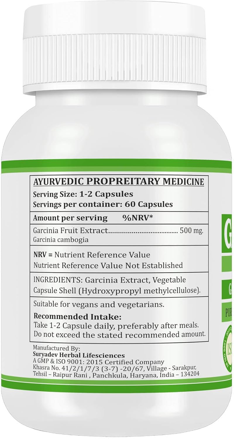 Natural and Pure Herbal Garcinia CAMBOGIA (Garcinia) Extract Capsules | Highest Potency, 100% Herbal Product | Pack of 60 X 500 mg. Veg. Capsules (Pack of 4 Jar)