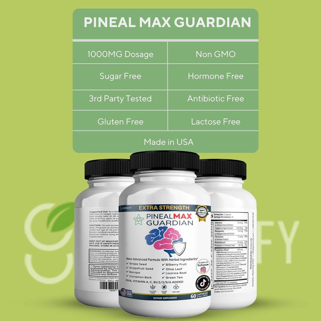PinealMax Guardian Extra Strength Dietary Supplement, 60 Capsules, with Vitamins and Herbal Blend (3)