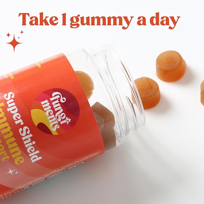 Fungiments Super Shield Mushroom Supplement Gummies – Immune Defense with Organic Maitake, Vitamin C, Colostrum – Daily Immunity Support Boost for Adults & Women – 30 Count